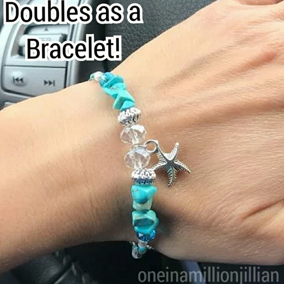 Starfish & Turquoise Anklet / Ankle Bracelet - Picture 4 of 4